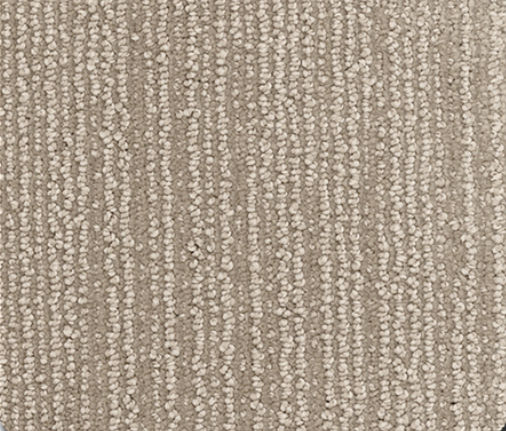 Beige carpet with textured vertical lines of lighter spots.