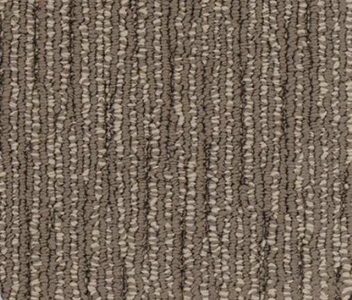 Textured brown carpet with vertical streaks of lighter beige.