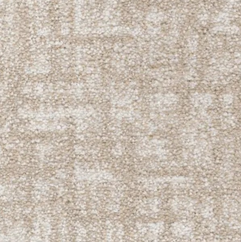 Beige textured carpet with a mottled, square pattern.