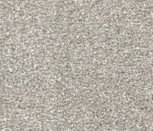 Close-up of a speckled, light gray carpet with a looped pile.