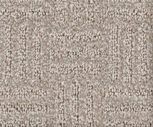 Beige carpet with a geometric pattern of vertical and horizontal lines.