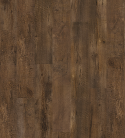 Dark brown wood plank flooring with grain and knots.