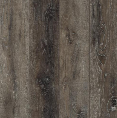 Dark gray and brown wood-look flooring with vertical plank pattern and visible wood grain.