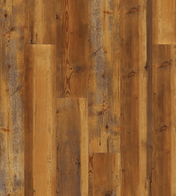 Wood flooring with varied brown and tan tones, showing vertical planks and wood grain details.