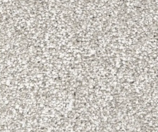 Close-up of a speckled, light gray and white carpet texture.