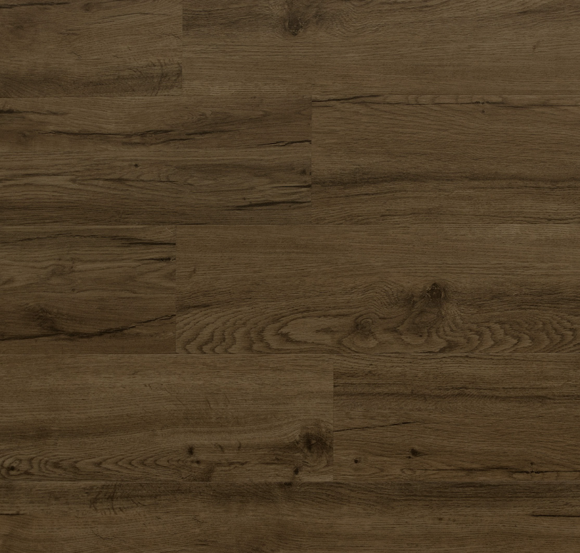 Dark brown wood flooring with wood grain details.
