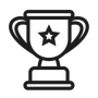 Trophy with a star in the center, for award or achievement.