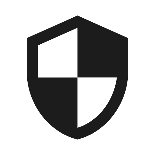 Black shield divided into two sections, one white and one black.