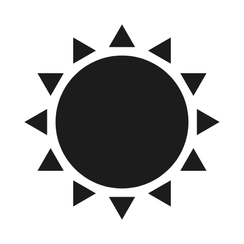 Black sun with triangular rays.
