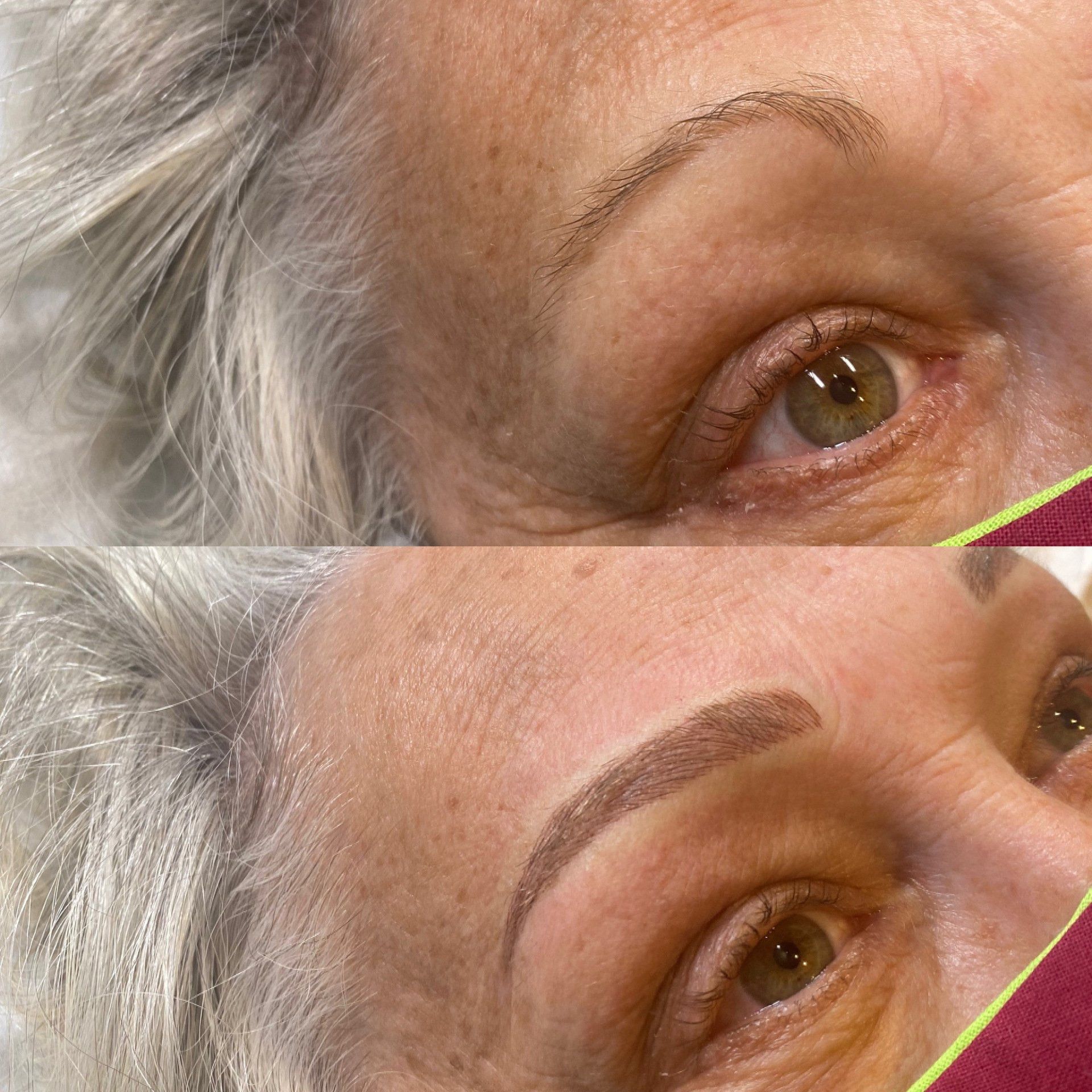 old woman before and after microblading