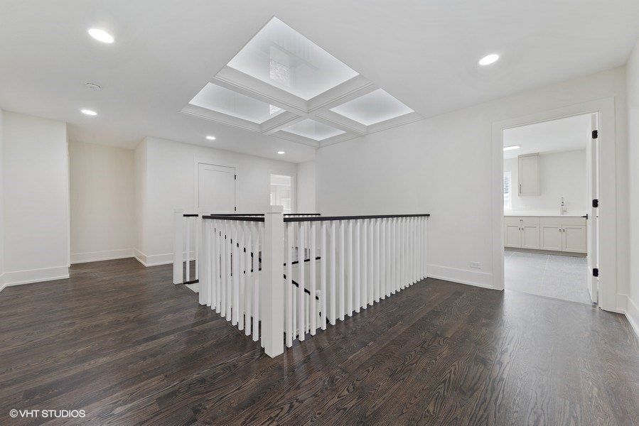 There is a staircase in the middle of the room.