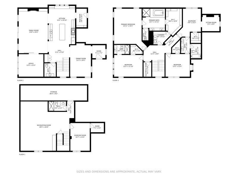 A black and white floor plan of a house.