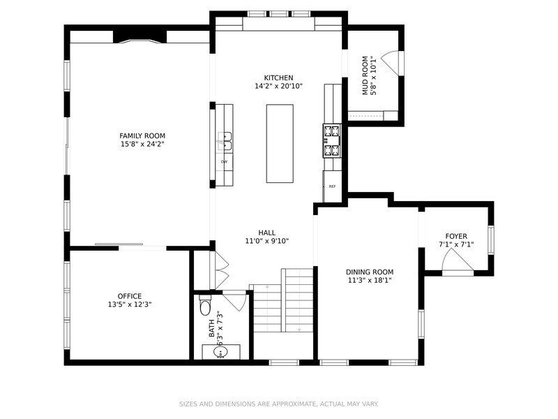 A black and white floor plan of a house