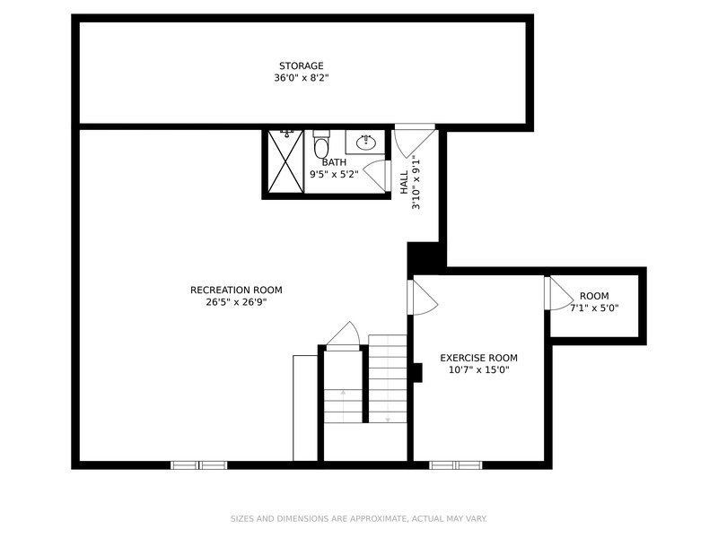 A black and white floor plan of a house.