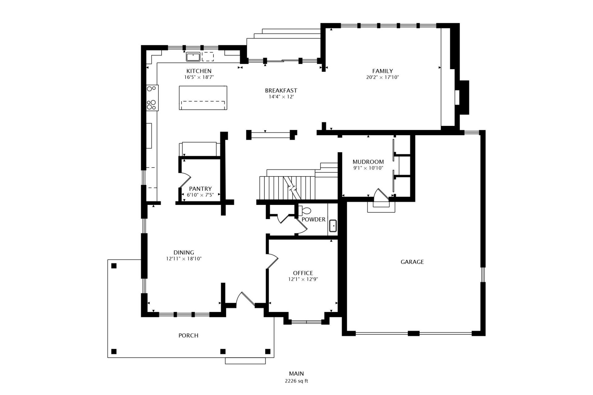 A black and white floor plan of a house.