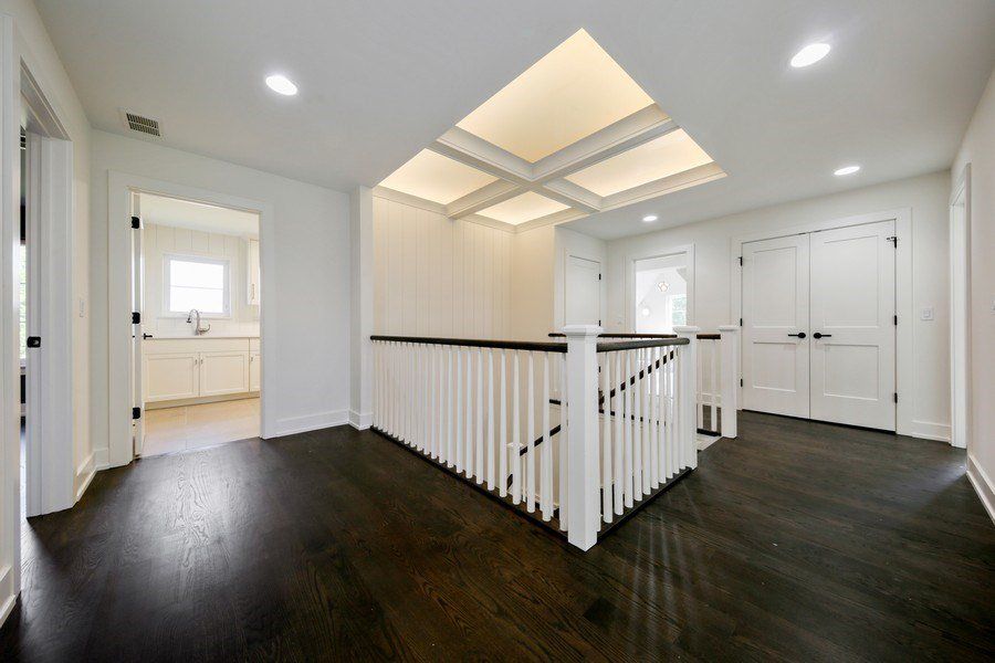 There is a staircase in the middle of the room.