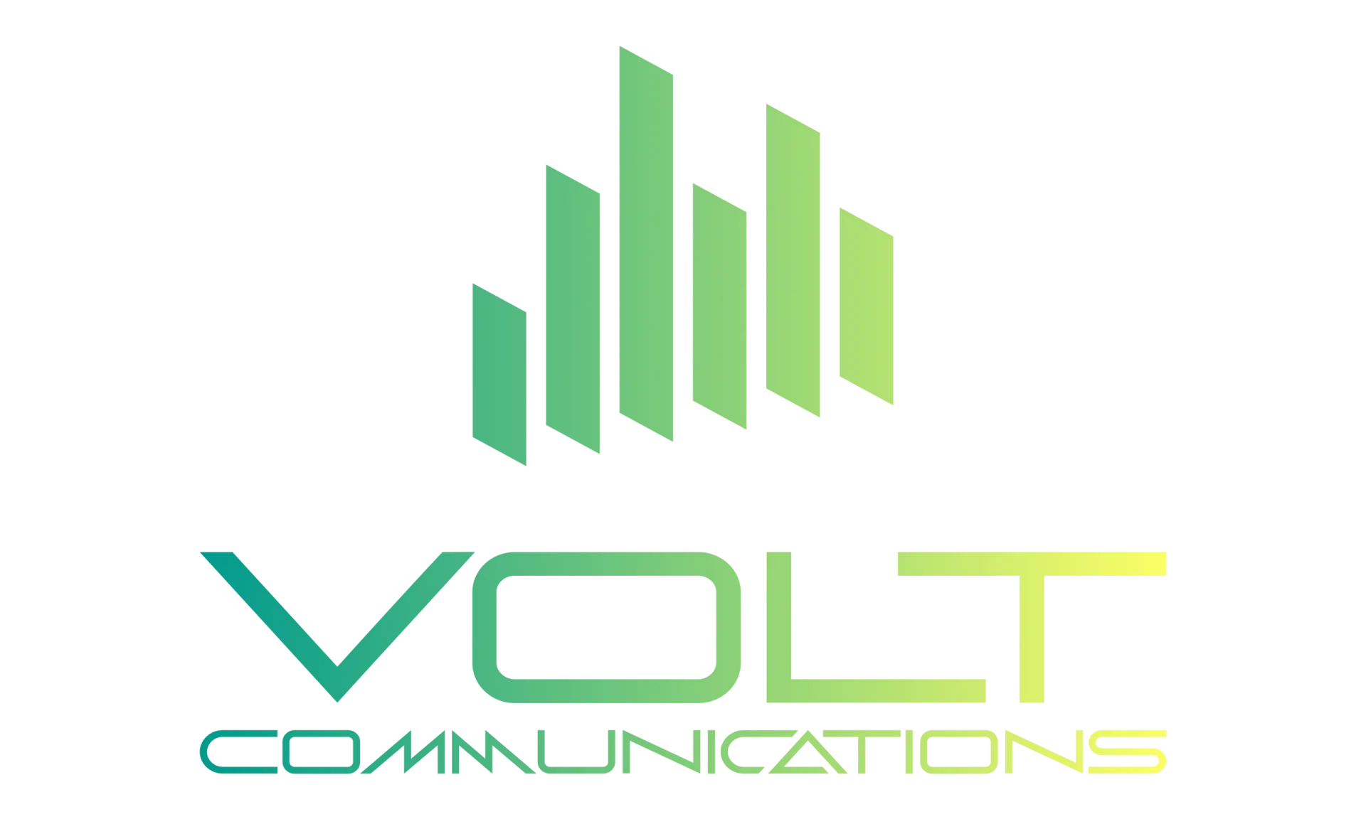 A green and yellow logo for volt communications