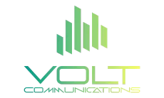 A green and yellow logo for volt communications