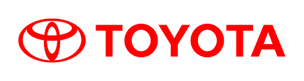 Toyota logo: red emblem and text on a white background.