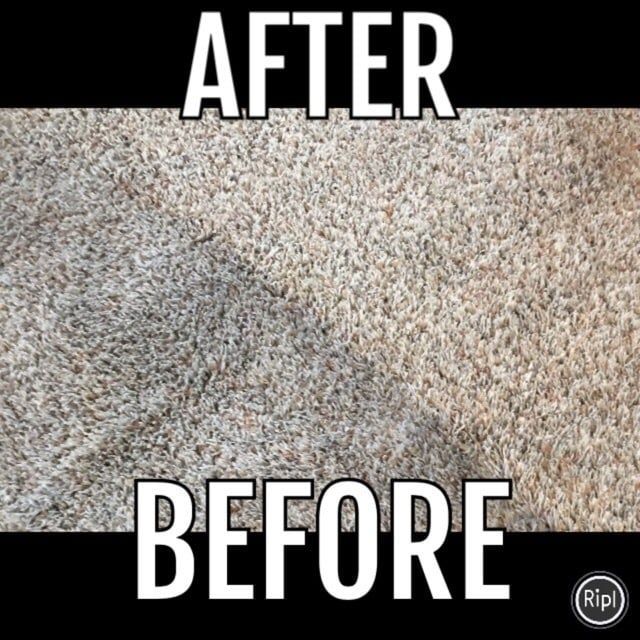 A picture of a carpet before and after being cleaned