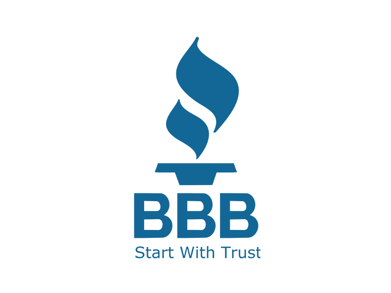 BBB logo: Blue flame above