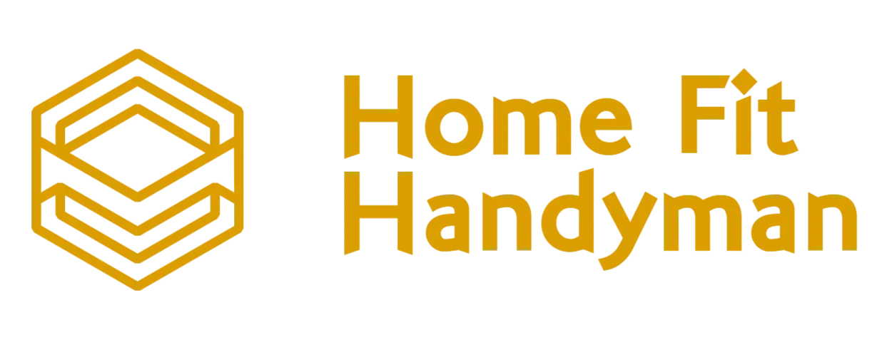 Home Fit Handyman logo with gold geometric graphic and text.