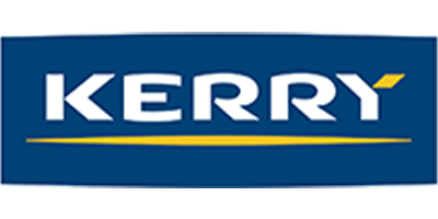 A blue and yellow kerry logo on a white background