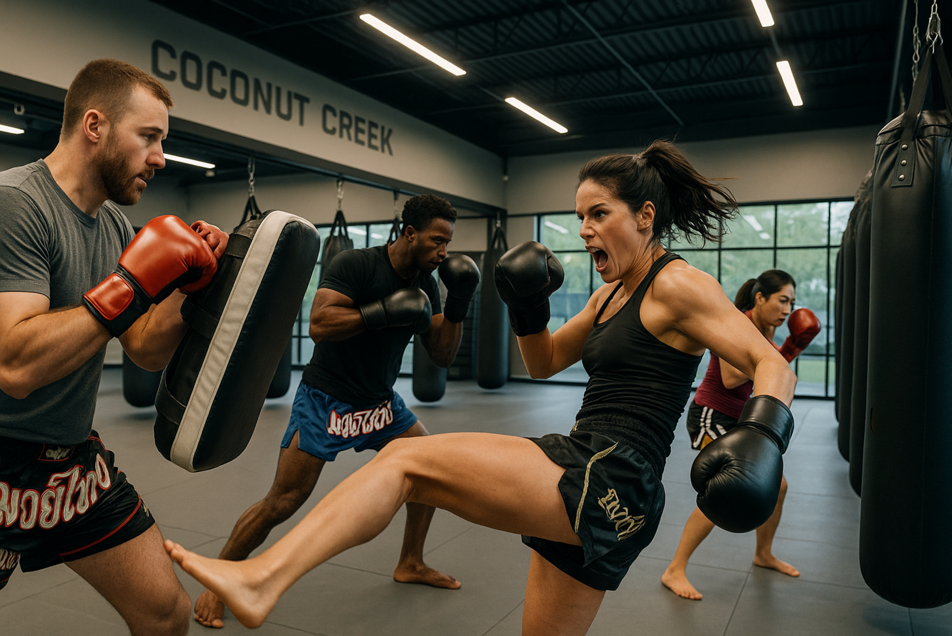 Adults training Muay Thai at Get Tuff Kickboxing in Coconut Creek