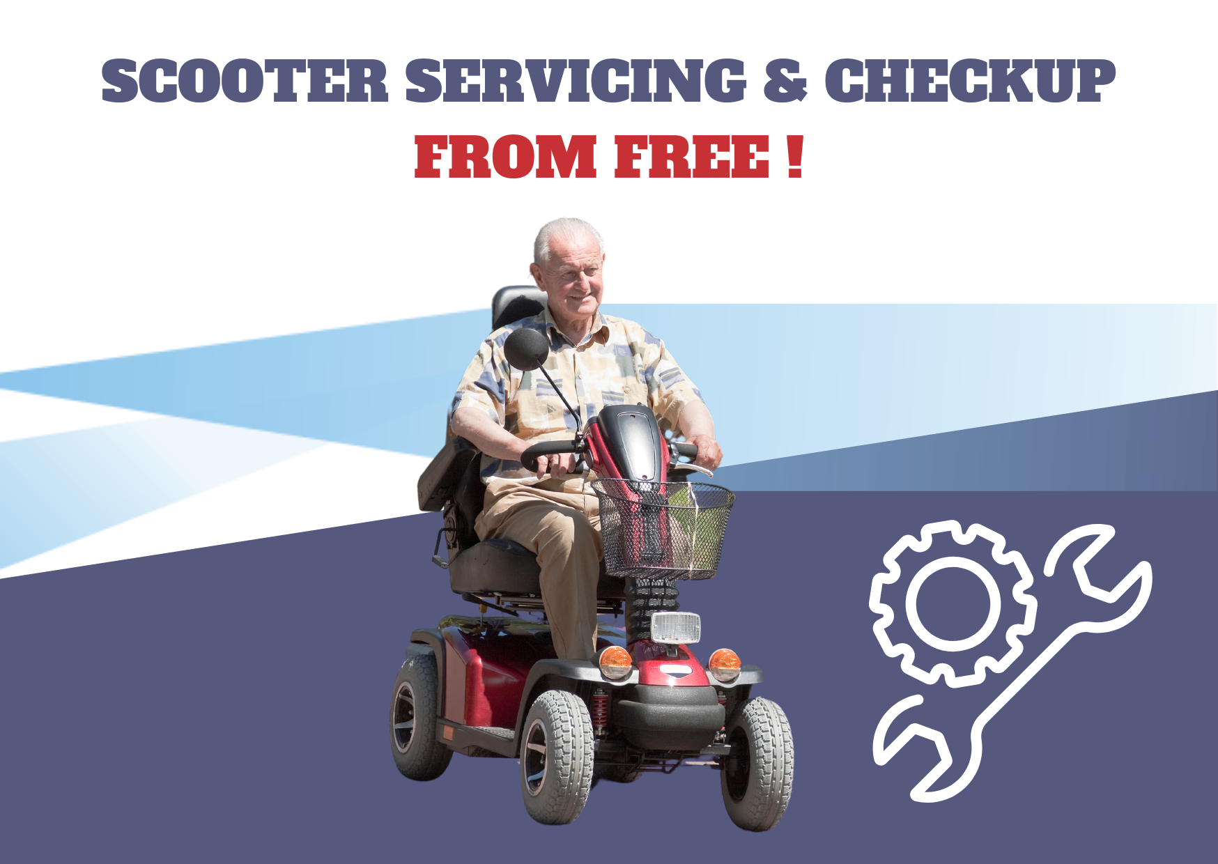 An advertisement for scooter servicing and checkup from free