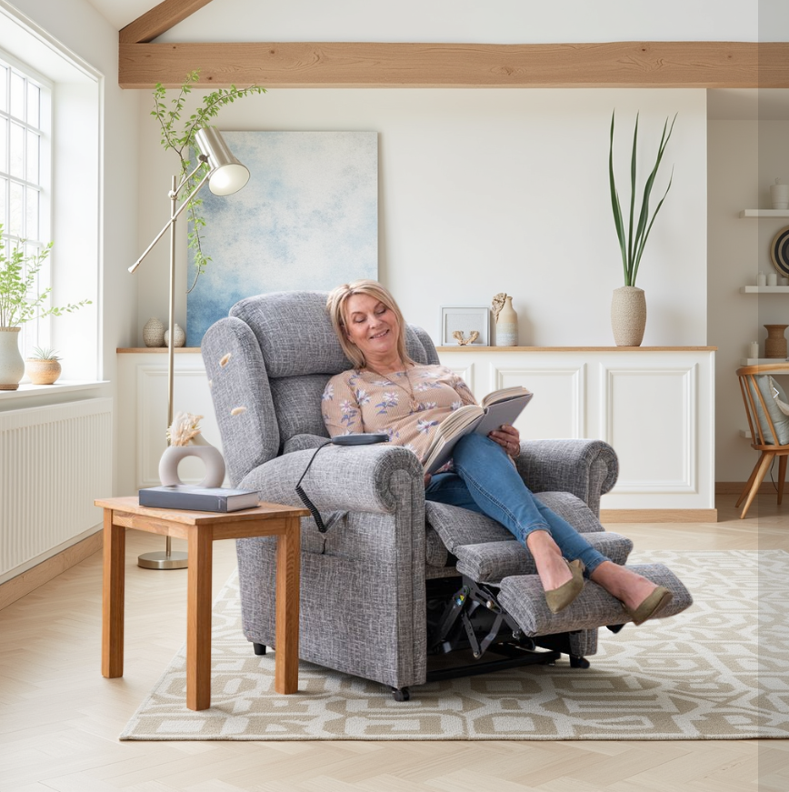 Pateley Riser recliner chair. The best riser recliner chair available, with sizes to fit everyone.
