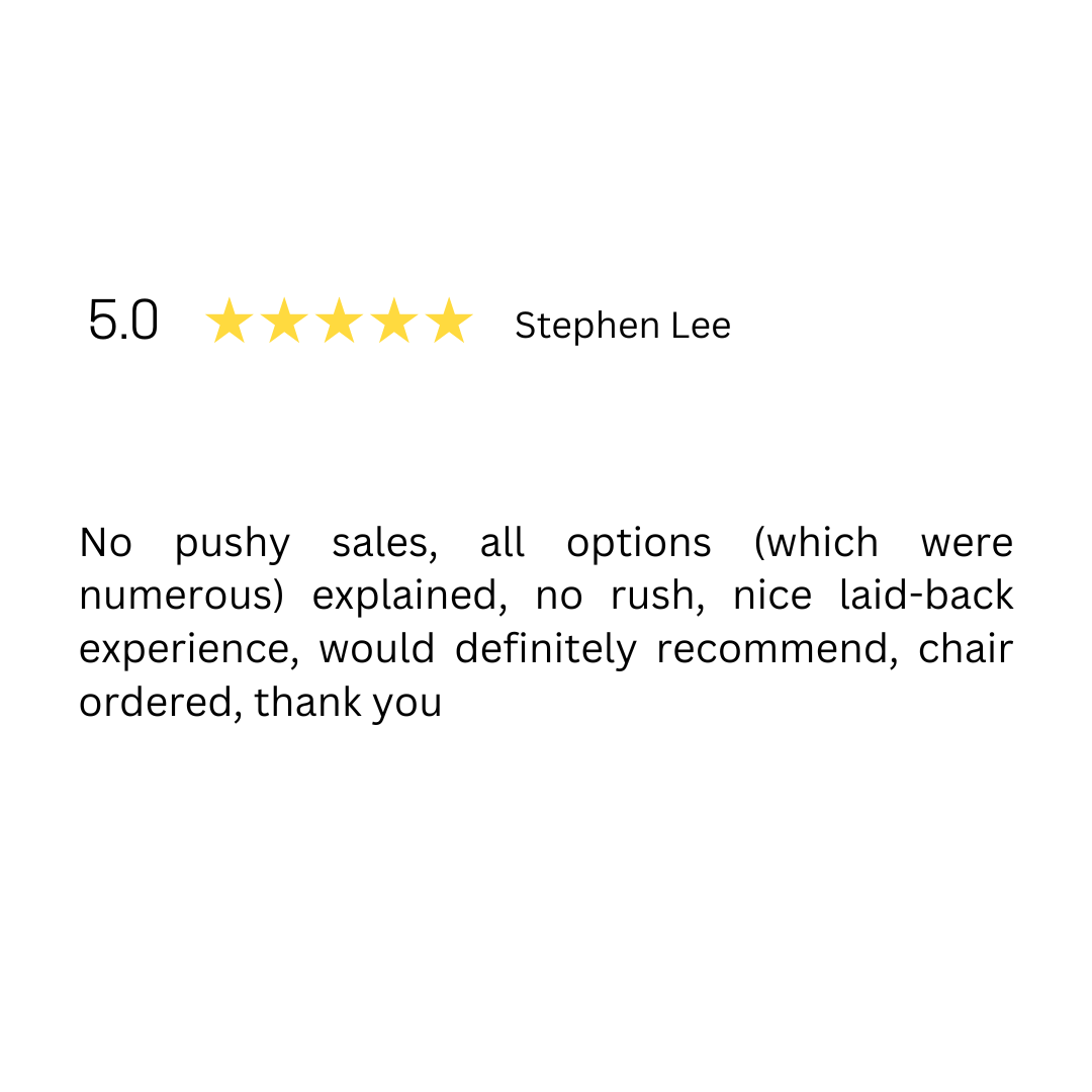 A review from stephen lee says `` no pushy sales , all options ( which were numerous )
