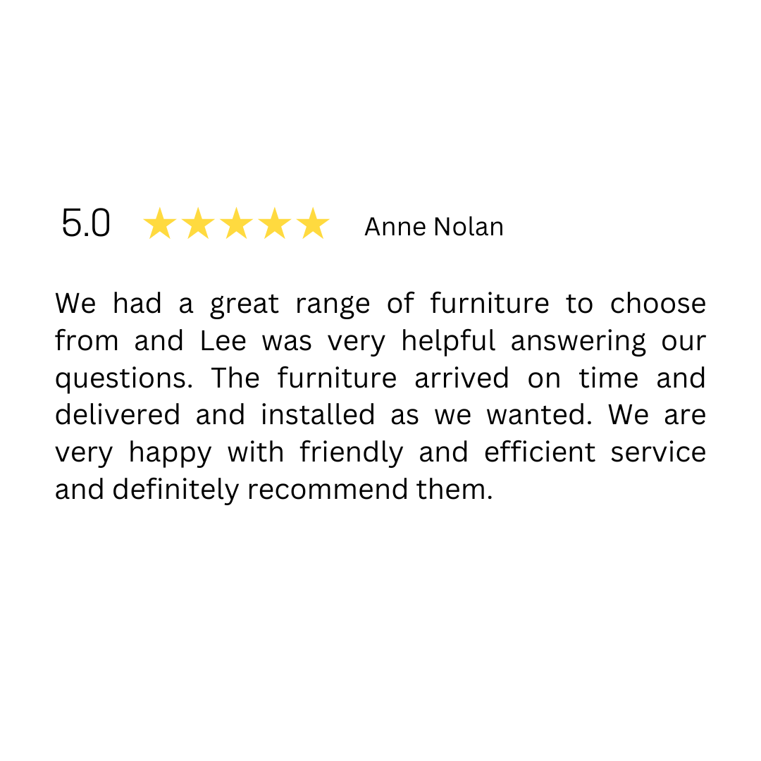 We had a great range of furniture to choose from and lee was very helpful answering our questions.