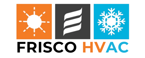 The logo for frisco hvac shows a sun , a fan , and a snowflake.