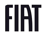Un logo Fiat nero su sfondo bianco.