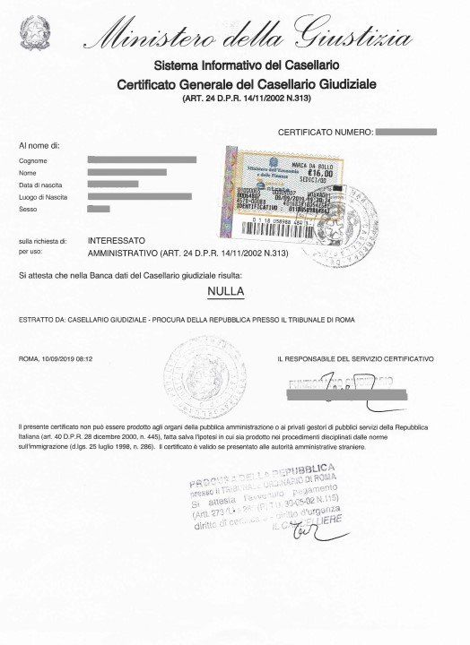 certificato penale