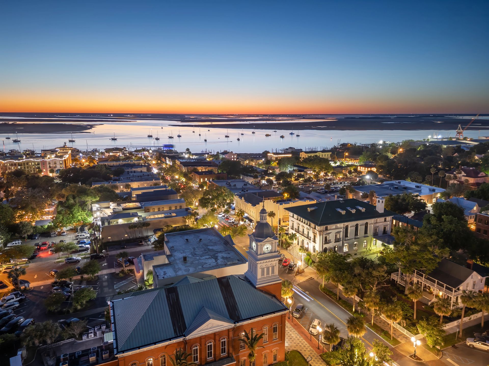 Aerial view of Amelia Island and the Amelia River