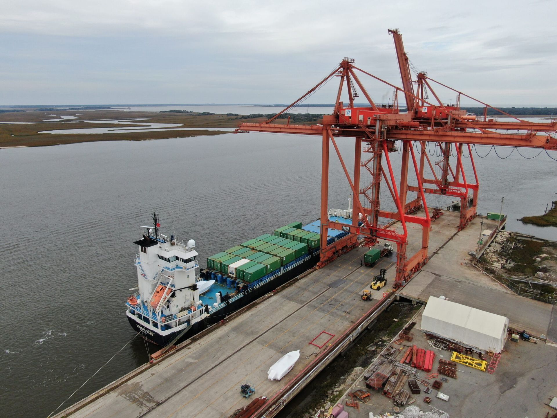 View of the Port of Fernandina Cranes