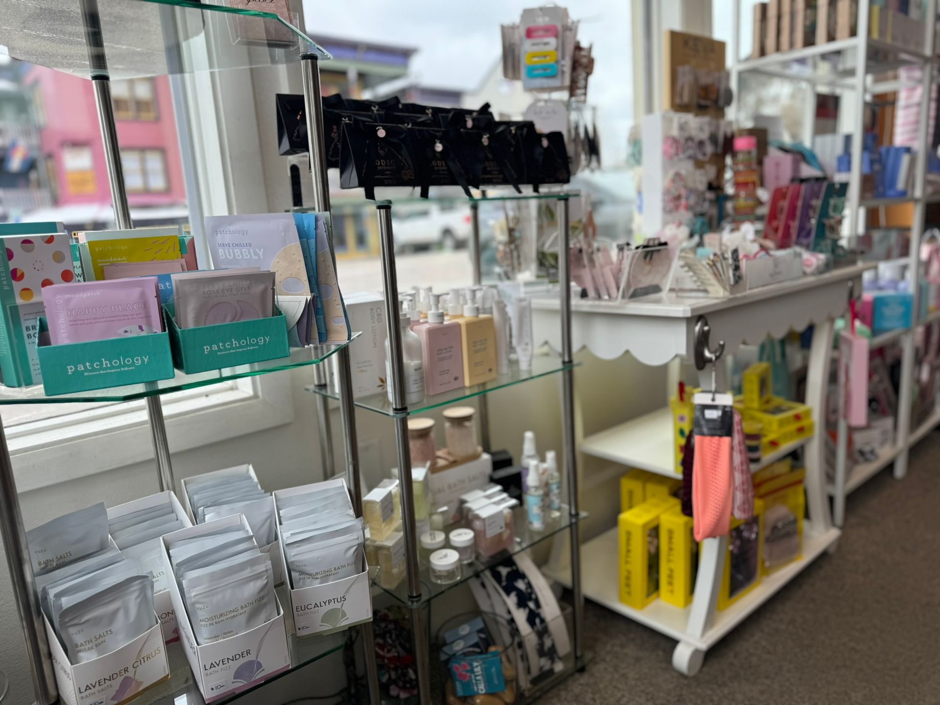 A store filled with lots of cosmetics and greeting cards.
