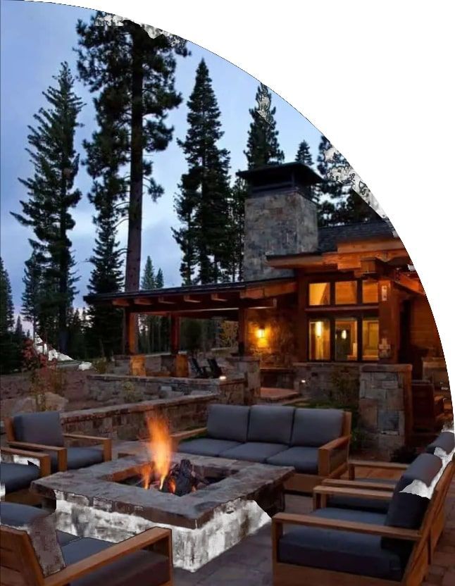 Outdoor fire pit installed after landscape design