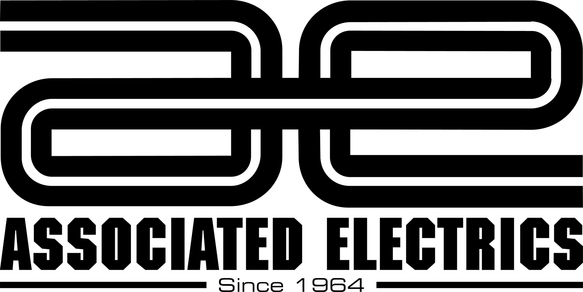 A black and white logo for associated electrics since 1984