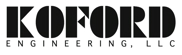 A black and white logo for koford engineering llc.