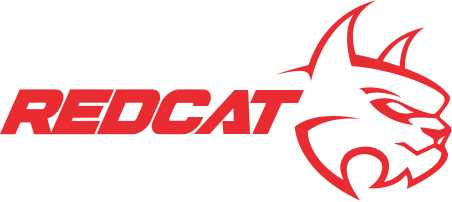 A red cat logo on a white background.