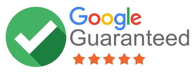 Google Guaranteed badge with checkmark, logo, and five orange stars.