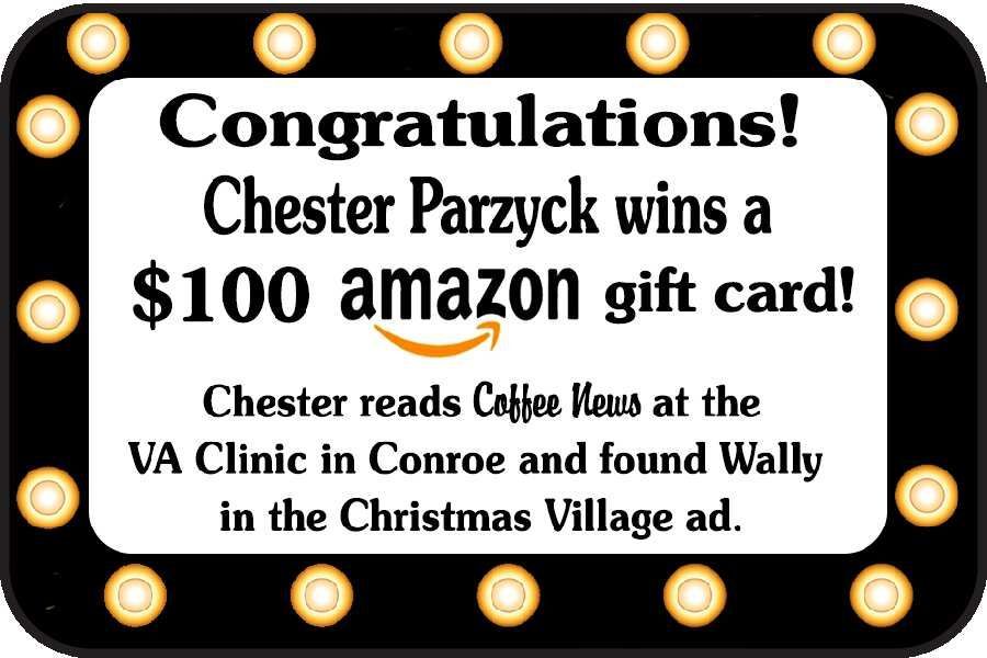 A sign that says we have 2 contest winners