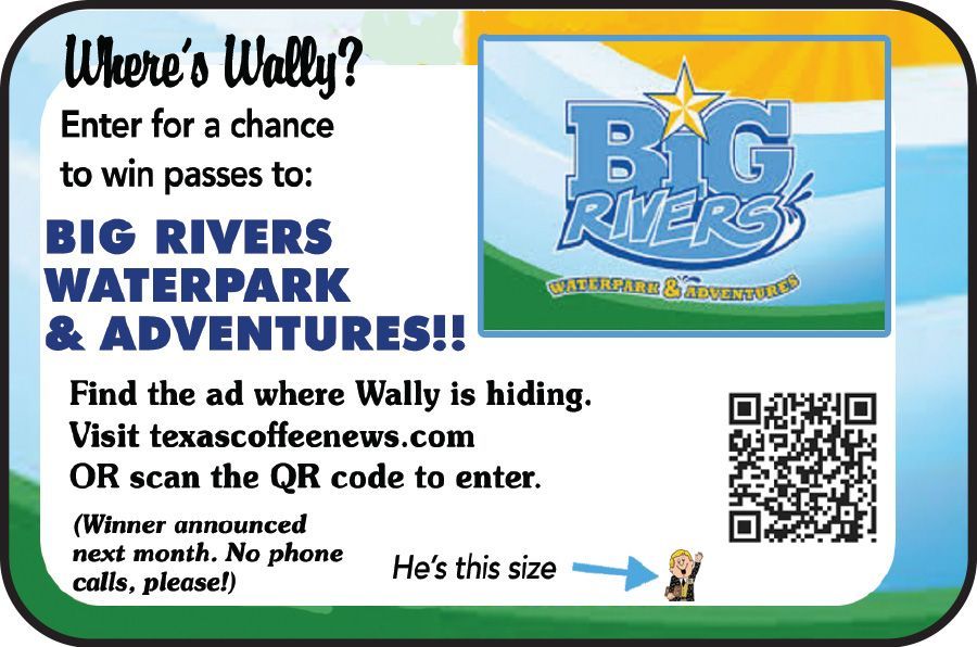 Where’s Wally? Contest ad for Big Rivers Waterpark, with QR code and a tiny hidden Wally hint