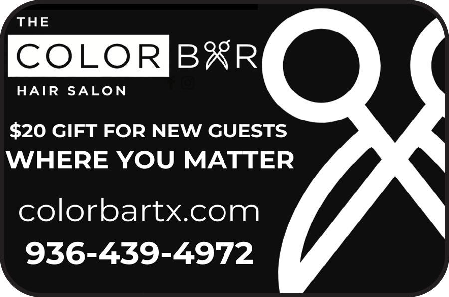 Black gift card for The Color Bar hair salon, offering a chance to win a $1,000 Visa gift card.