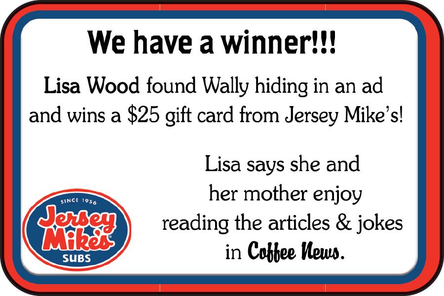 A sign that says we have 2 contest winners