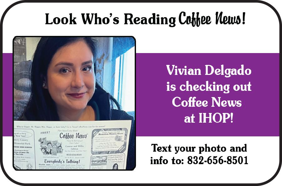 Vivian Delgado reading Coffee News at IHOP. 