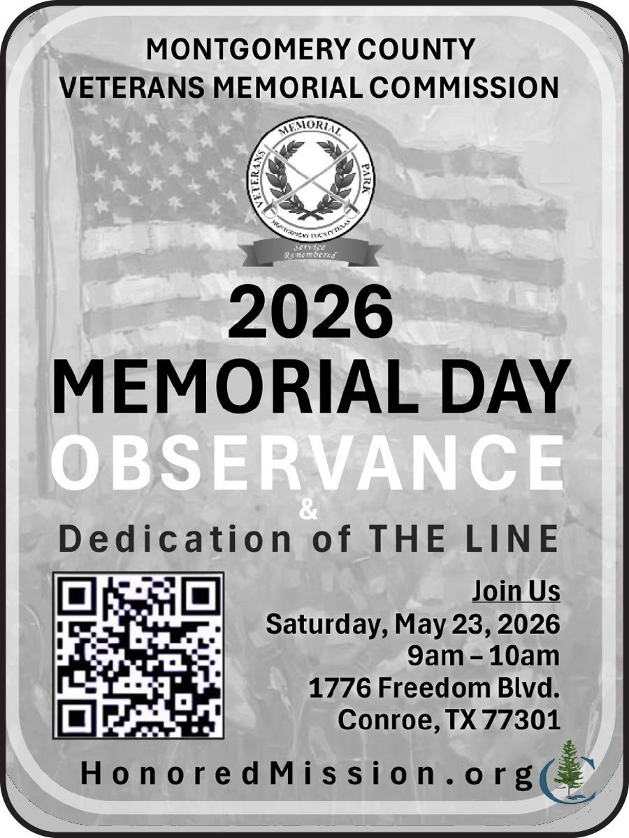 Advertisement for Montgomery County Veterans Memorial Park.