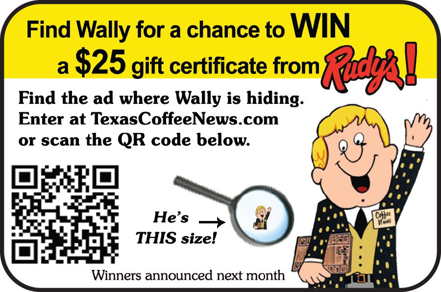 A sign that says enter for a chance to win one of two $25 gift cards from rudy 's real texas bar-b-q
